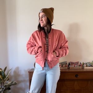 Universal Thread: quilted pink bomber jacket